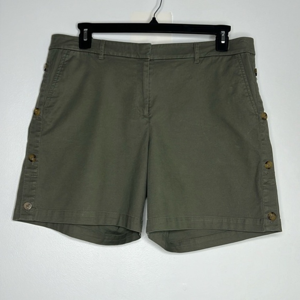 J. Jill Olive Green Button-Trim Casual Shorts